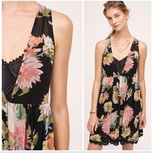 Anthropologie Black floral dress slip included.